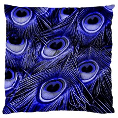 Purple Peacock Feather Large Premium Plush Fleece Cushion Case (two Sides)