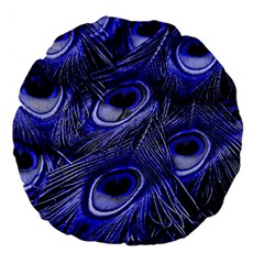 Purple Peacock Feather Large 18  Premium Flano Round Cushions by Jancukart