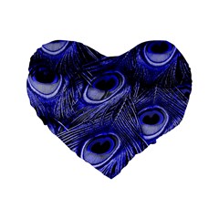 Purple Peacock Feather Standard 16  Premium Flano Heart Shape Cushions