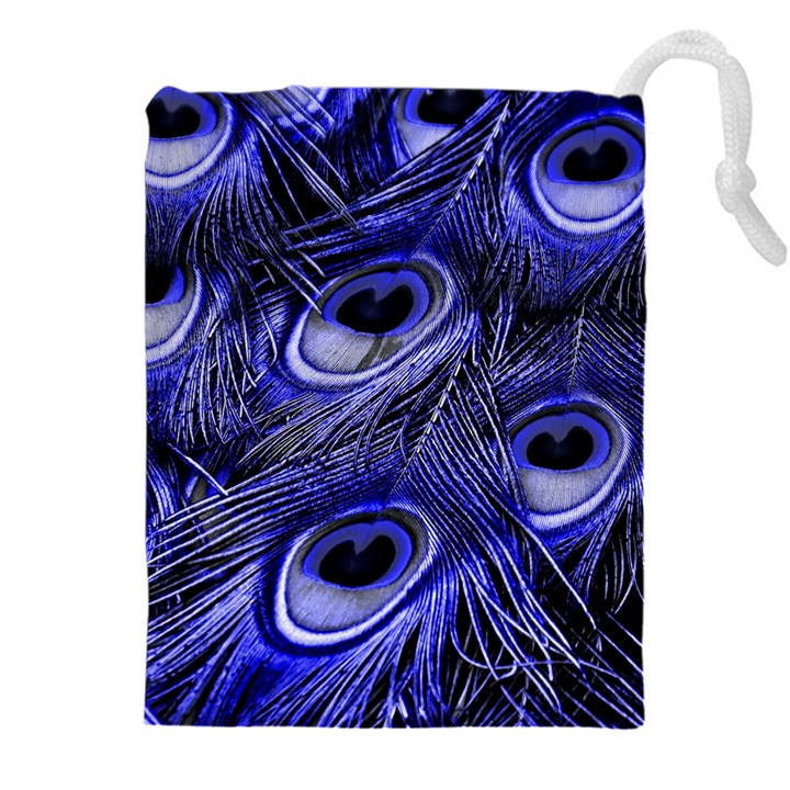 Purple Peacock Feather Drawstring Pouch (4XL)