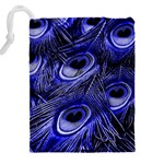 Purple Peacock Feather Drawstring Pouch (4XL) Back