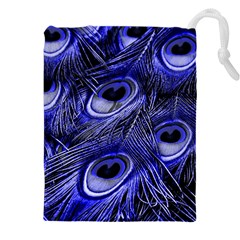 Purple Peacock Feather Drawstring Pouch (5xl)