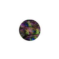 Green Purple And Blue Peacock Feather 1  Mini Buttons by Jancukart