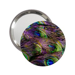 Green Purple And Blue Peacock Feather 2 25  Handbag Mirrors