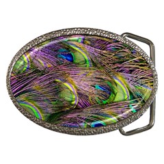 Green Purple And Blue Peacock Feather Belt Buckles