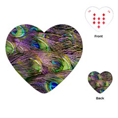 Green Purple And Blue Peacock Feather Playing Cards Single Design (heart)