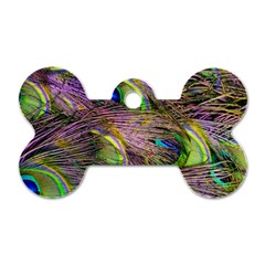 Green Purple And Blue Peacock Feather Dog Tag Bone (two Sides)