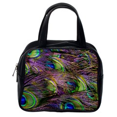 Green Purple And Blue Peacock Feather Classic Handbag (one Side) by Jancukart