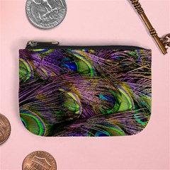 Green Purple And Blue Peacock Feather Mini Coin Purse