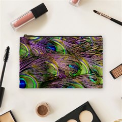 Green Purple And Blue Peacock Feather Cosmetic Bag (medium)