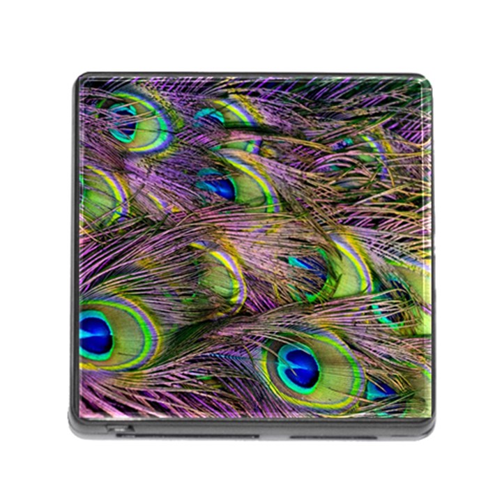 Green Purple And Blue Peacock Feather Memory Card Reader (Square 5 Slot)