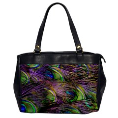 Green Purple And Blue Peacock Feather Oversize Office Handbag