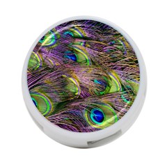 Green Purple And Blue Peacock Feather 4-port Usb Hub (two Sides) by Jancukart