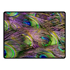 Green Purple And Blue Peacock Feather One Side Fleece Blanket (small) by Jancukart