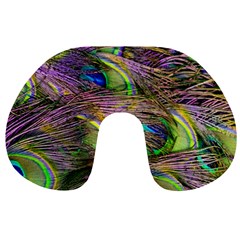 Green Purple And Blue Peacock Feather Travel Neck Pillow