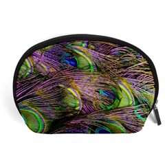 Green Purple And Blue Peacock Feather Accessory Pouch (large) by Jancukart