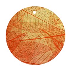 Orange Leaves Colorful Transparent Texture Of Natural Background Ornament (round)