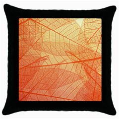 Orange Leaves Colorful Transparent Texture Of Natural Background Throw Pillow Case (black)