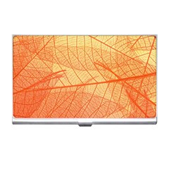 Orange Leaves Colorful Transparent Texture Of Natural Background Business Card Holder