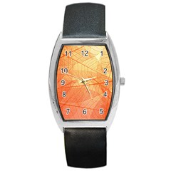 Orange Leaves Colorful Transparent Texture Of Natural Background Barrel Style Metal Watch