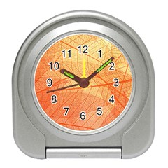 Orange Leaves Colorful Transparent Texture Of Natural Background Travel Alarm Clock by Jancukart