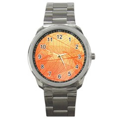 Orange Leaves Colorful Transparent Texture Of Natural Background Sport Metal Watch