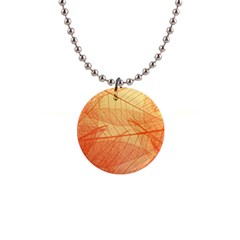 Orange Leaves Colorful Transparent Texture Of Natural Background 1  Button Necklace