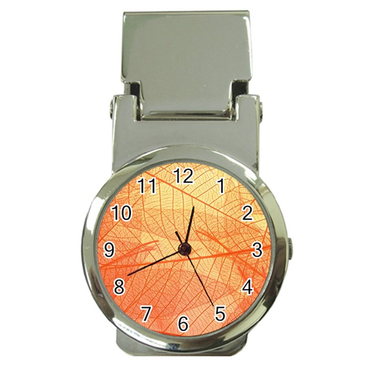 Orange Leaves Colorful Transparent Texture Of Natural Background Money Clip Watches