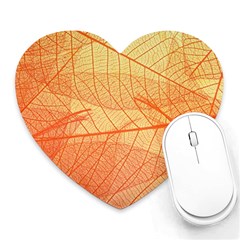 Orange Leaves Colorful Transparent Texture Of Natural Background Heart Mousepad