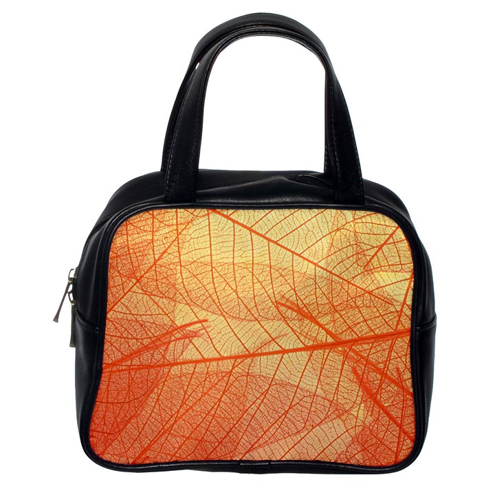 Orange Leaves Colorful Transparent Texture Of Natural Background Classic Handbag (One Side)