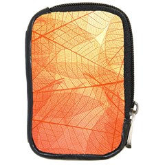 Orange Leaves Colorful Transparent Texture Of Natural Background Compact Camera Leather Case