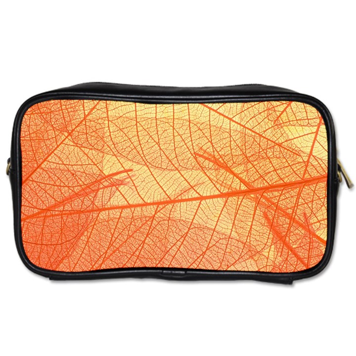 Orange Leaves Colorful Transparent Texture Of Natural Background Toiletries Bag (Two Sides)