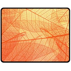 Orange Leaves Colorful Transparent Texture Of Natural Background One Side Fleece Blanket (medium)