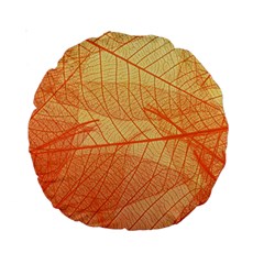 Orange Leaves Colorful Transparent Texture Of Natural Background Standard 15  Premium Round Cushions