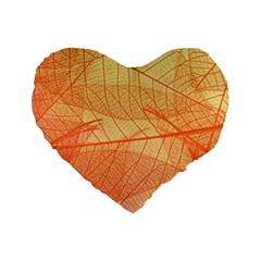 Orange Leaves Colorful Transparent Texture Of Natural Background Standard 16  Premium Heart Shape Cushions by Jancukart