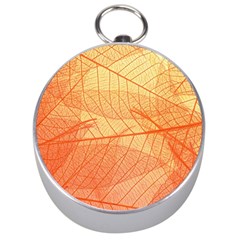 Orange Leaves Colorful Transparent Texture Of Natural Background Silver Compasses by Jancukart