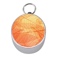 Orange Leaves Colorful Transparent Texture Of Natural Background Mini Silver Compasses