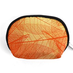 Orange Leaves Colorful Transparent Texture Of Natural Background Accessory Pouch (medium) by Jancukart