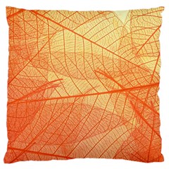 Orange Leaves Colorful Transparent Texture Of Natural Background Standard Premium Plush Fleece Cushion Case (two Sides)