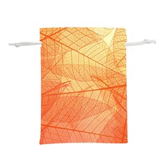 Orange Leaves Colorful Transparent Texture Of Natural Background Lightweight Drawstring Pouch (m) by Jancukart