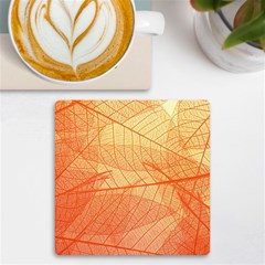 Orange Leaves Colorful Transparent Texture Of Natural Background Uv Print Square Tile Coaster  by Jancukart