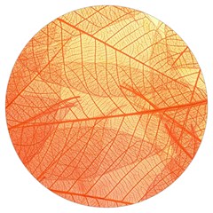 Orange Leaves Colorful Transparent Texture Of Natural Background Round Trivet by Jancukart