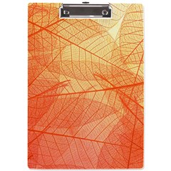 Orange Leaves Colorful Transparent Texture Of Natural Background A4 Acrylic Clipboard