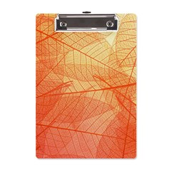 Orange Leaves Colorful Transparent Texture Of Natural Background A5 Acrylic Clipboard