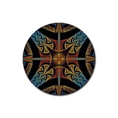 Abstract, Pattern Arabesque Design Tile Decoration Seamless Rubber Round Coaster (4 Pack)