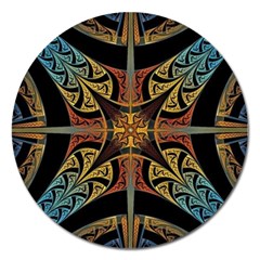 Abstract, Pattern Arabesque Design Tile Decoration Seamless Magnet 5  (round)