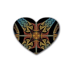 Abstract, Pattern Arabesque Design Tile Decoration Seamless Rubber Heart Coaster (4 Pack)