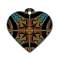 Abstract, Pattern Arabesque Design Tile Decoration Seamless Dog Tag Heart (two Sides)