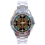 Abstract, Pattern Arabesque Design Tile Decoration Seamless Stainless Steel Analogue Watch Front