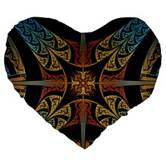 Abstract, Pattern Arabesque Design Tile Decoration Seamless Large 19  Premium Flano Heart Shape Cushions